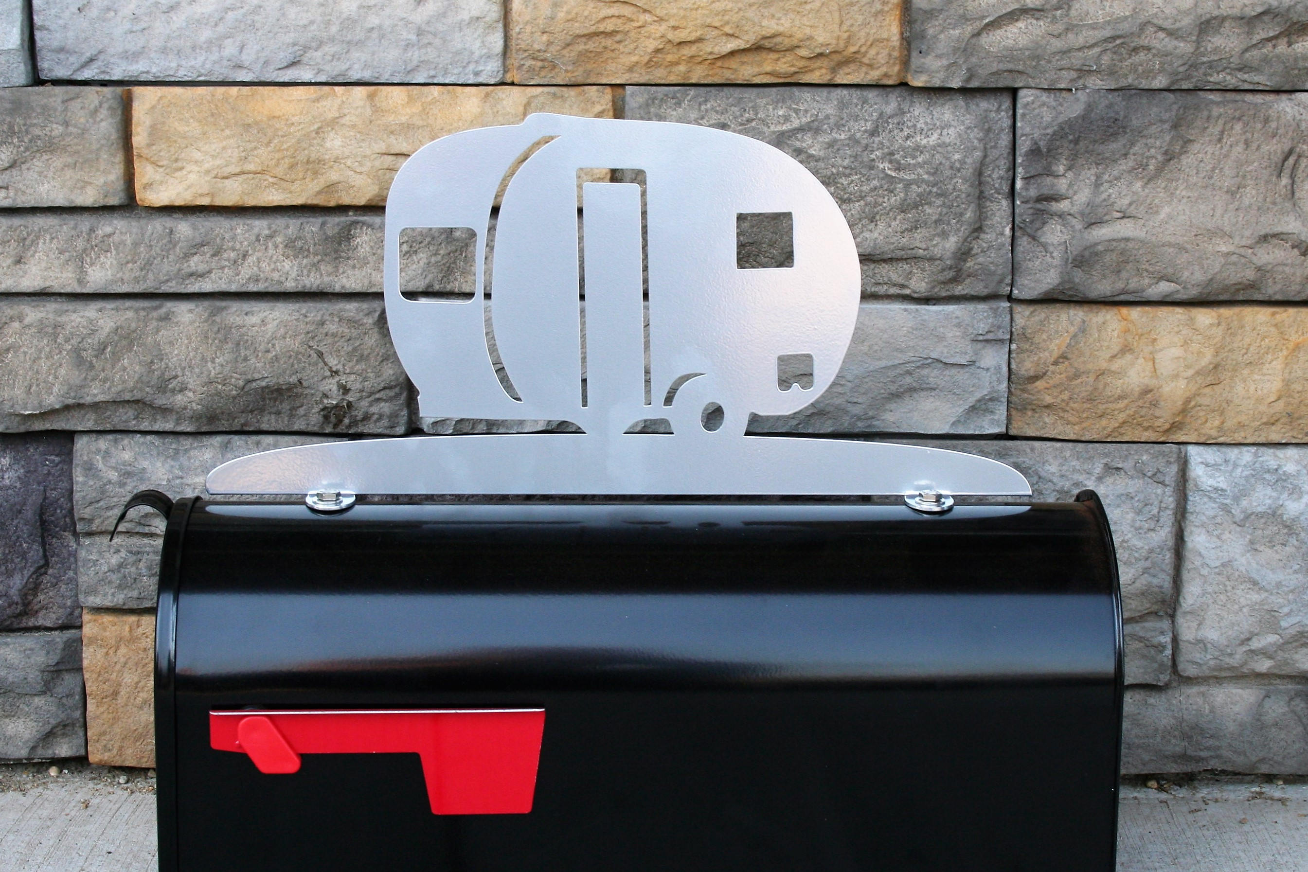 RV Camper Metal Mailbox Topper, Camping Mailbox, Camper Mailbox Top