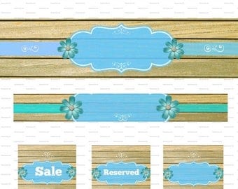 On Sale- DIY Etsy Banner Shop Store Rustic Blue Avatar Cover Set Of 5 Blank Shop Icon Graphic Instant Digital Download