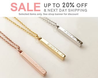 personalized necklace Vertical Bar Necklace, Rose Gold Necklace Pendant necklace grandma necklace - R4N
