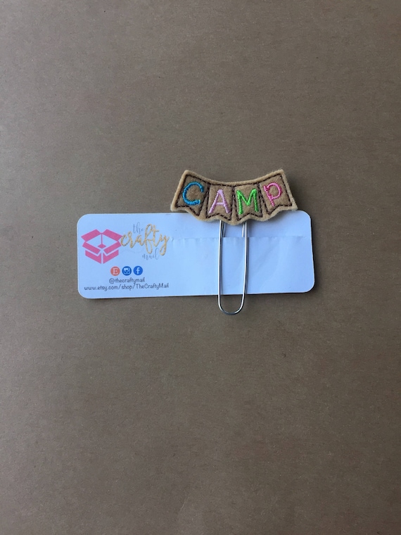 Camp Banner Clip/Planner Clip/Bookmark. Camping planner clip