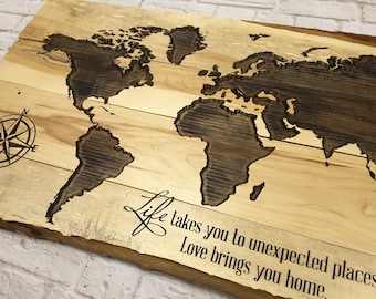Wood Map Wall Art wood world map | etsy Wood Map Wall Art wood world map | etsy