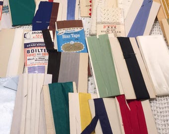 Vintage seam binding and rick rack lot - 47 pieces - new old stock - vintage sewing notions