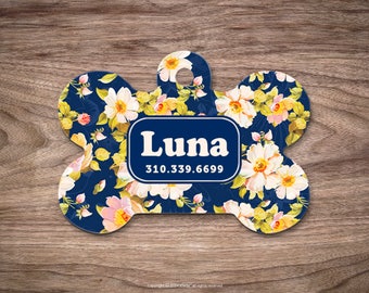 Pet id Tag Pet Tags Cat ID Tag Pet ID Cat Dog Tag Pet id Tag Pet Gift Pet Tags Floral Dog Tag for Dogs Dog id Tag Custom Pet id Tag