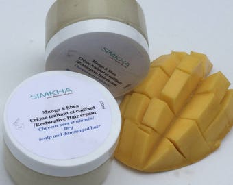 Mango-Shea coconut restaurative Hair Butter Cream - Castor olive Oil Damaged Nappy - Natural Hair Cream / Moisturizer / Conditioner Shea 4oz