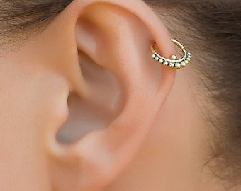Tribal tragus earring. tragus hoop. tiny hoop earrings. gold helix earring. tiny earrings. helix earring. daith earring