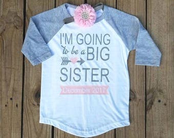 Im Going To Be A Big Sister, Big Sister Shirt, Big Sis, New Baby, Pregnancy Accnoument, Sibling Shirt, Coming Home Outfit, Pink and Grey Set