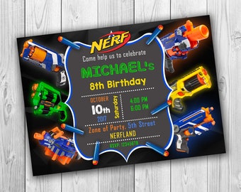 NERF invitation, Nerf Birthday invitation, Nerf Party invitation, Nerf Birthday, Nerf Wars Initation, Nerf Birthday Inite - ONLY FILE
