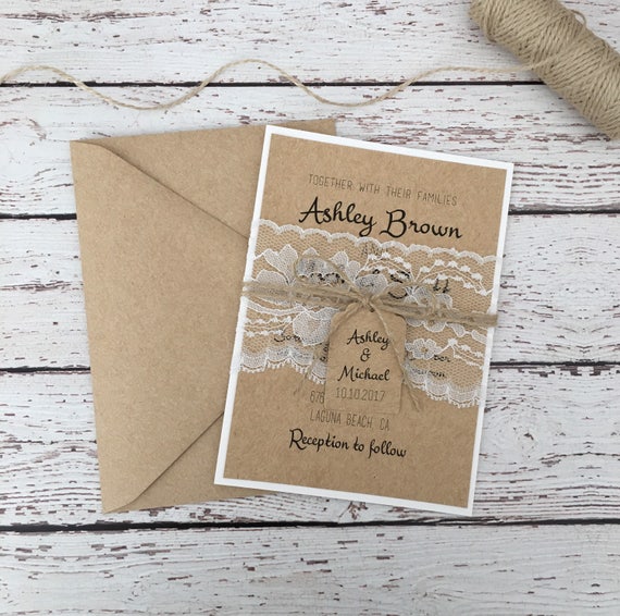 Rustic Wedding Invitation Lace Rustic Wedding Invitation Lace