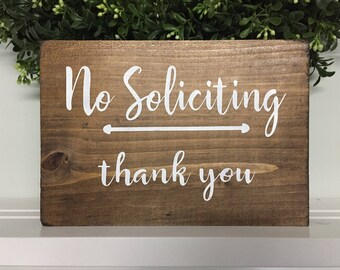 No Soliciting sign - No Soliciting - No soliciting door sign - wood sign -wood signs - wooden door sign - wood door sign - door sign