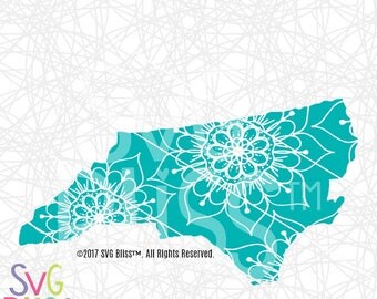 SVG File, North Carolina SVG, SVG File, State sag, Mandala State Cutting File, Cricut/Silhouette Digital Download Cut File