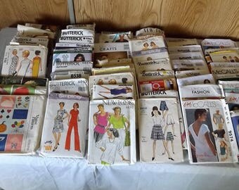 Large Lot of 50 patterns. 1960s though 2000s. Vogue, Simplicity, Butterick, McCall's, New Look