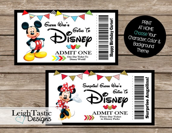 Print At Home Birthday Surprise Ticket Surprise Trip Disney