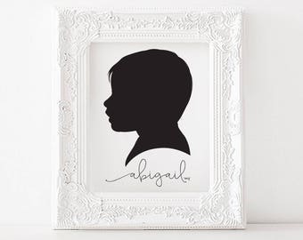 Custom Silhouette / Silhouette Picture / Profile Print from Photograph / Mother's Day Gift / Father's Day Gift / Children's Picture