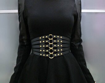 Fashionable PU waistband, waist corset belt with metal rings and rivet at front #BT17010
