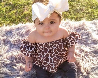 GIRAFFE Flutter Tops, baby tops, girls tops, off the shoulder tops, flutter baby tops, tops, flutter girls tops