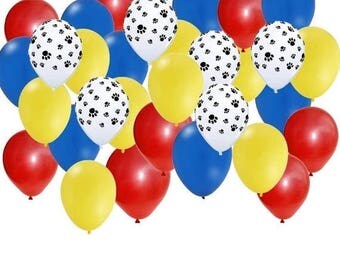 ON SALE Paw Patrol 30 piece 11" latex paw print balloons Birthday Party decor Supplies