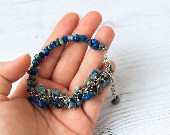 Lapis lazuli bracelet, Blue lapis bracelet, Lapis lazuli jewelry, Blue stone bracelet, Navy blue bracelet, Mothers day gift from daughter