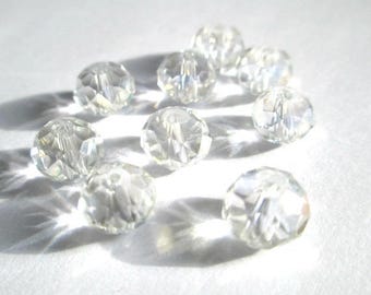 20 perles cristal rondelle irisé a facette 6x8mm