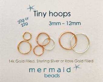 Cartilage Earring Hoop Nose Ring Septum Ring Helix Tragus Endless Hoop Gold Silver Rose Gold Tiny Piercing Rook Conch Orbital Hoop