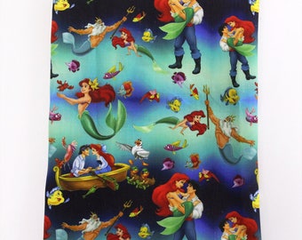 Tissu Coton imprimé thème " Ariel in love - La petite sirene "
