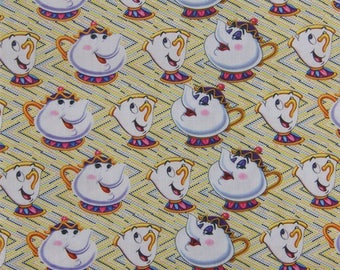 Tissu Coton imprimé thème " La Belle et la Bête "