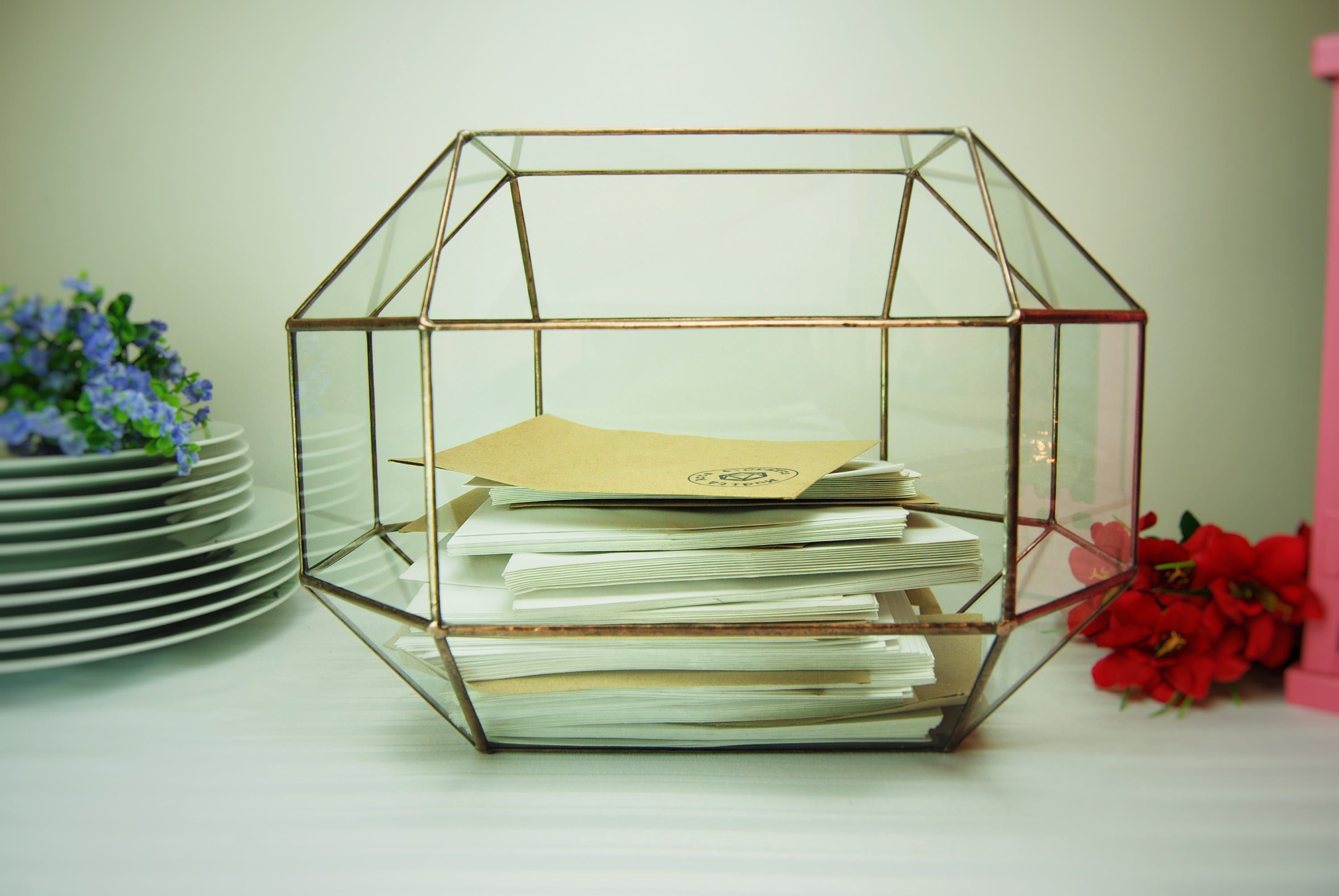 Large Geometric Card Box Card Holder Wedding Box Glass Box