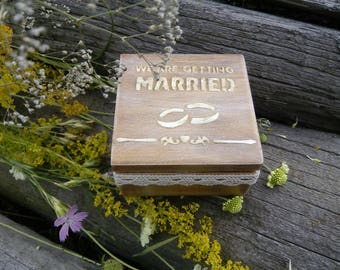 Rustic wedding box for ring Personalized box Wedding ring box Wooden rustic ring box Love wedding Bridal ring bearer box with moss