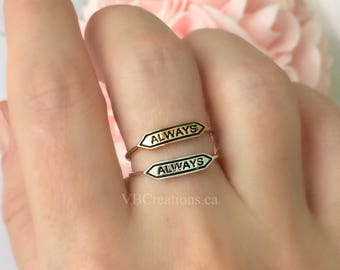 Harry Potter Ring - Harry Potter Jewelry - Always Ring - Always Jewelry - Dainty Ring - Silver - Gold - Harry Potter Fan - Sister Gift - BFF