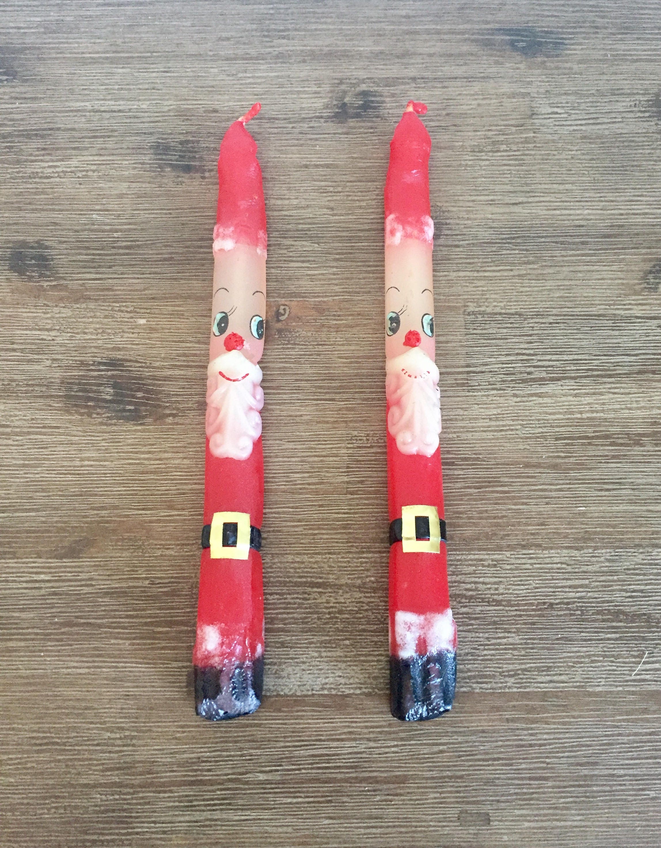 Vintage Christmas Candles Santa Claus Taper Candles 1960s