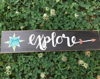 Chalkboard, Wood Signs, Rustic, Wood Plaque, Hand Lettered, Faux Chalkboard, Explore