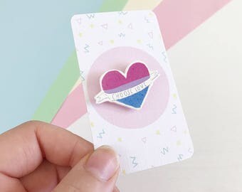 Bisexual Pride Pin - LGBT Pride Badge - Feminist Lapel Pin - Equality Pin - Gay Pride Lapel Pin - Pride - Rainbow Lapel Pin - LGBT Pin