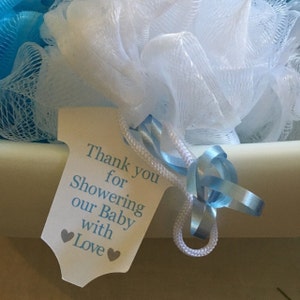 Baby Shower Favor Bath Poufs Loofah Sponges And Tags