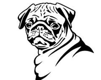 Pug Dog - Pug Dog Decal - Pug Dog Sticker - Dog Decal - Yeti Dog Decal - Pug Dog Car Decal