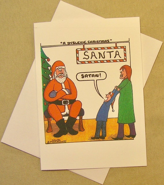 A Dyslexic Santa Christmas Card. Satan. Regular