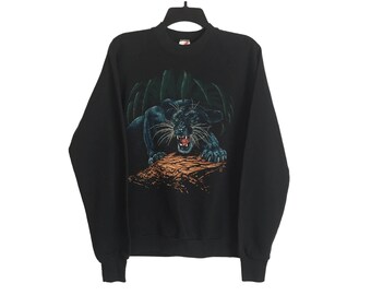 Vintage Panther Big Cat Black Crewneck Sweatshirt Medium/Large FREE SHIPPING!