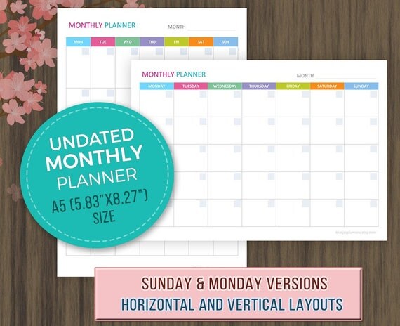 monthly planner 2018 template