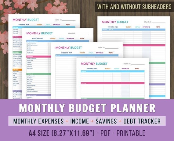 printable monthly budget planner