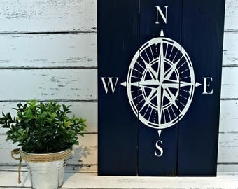 Compass Rose - Nautical Compass Sign - Nautical Decor - Beach House Decor - Coastal Decor - Adventure Sign - Travel Decor - Nautical Nursery