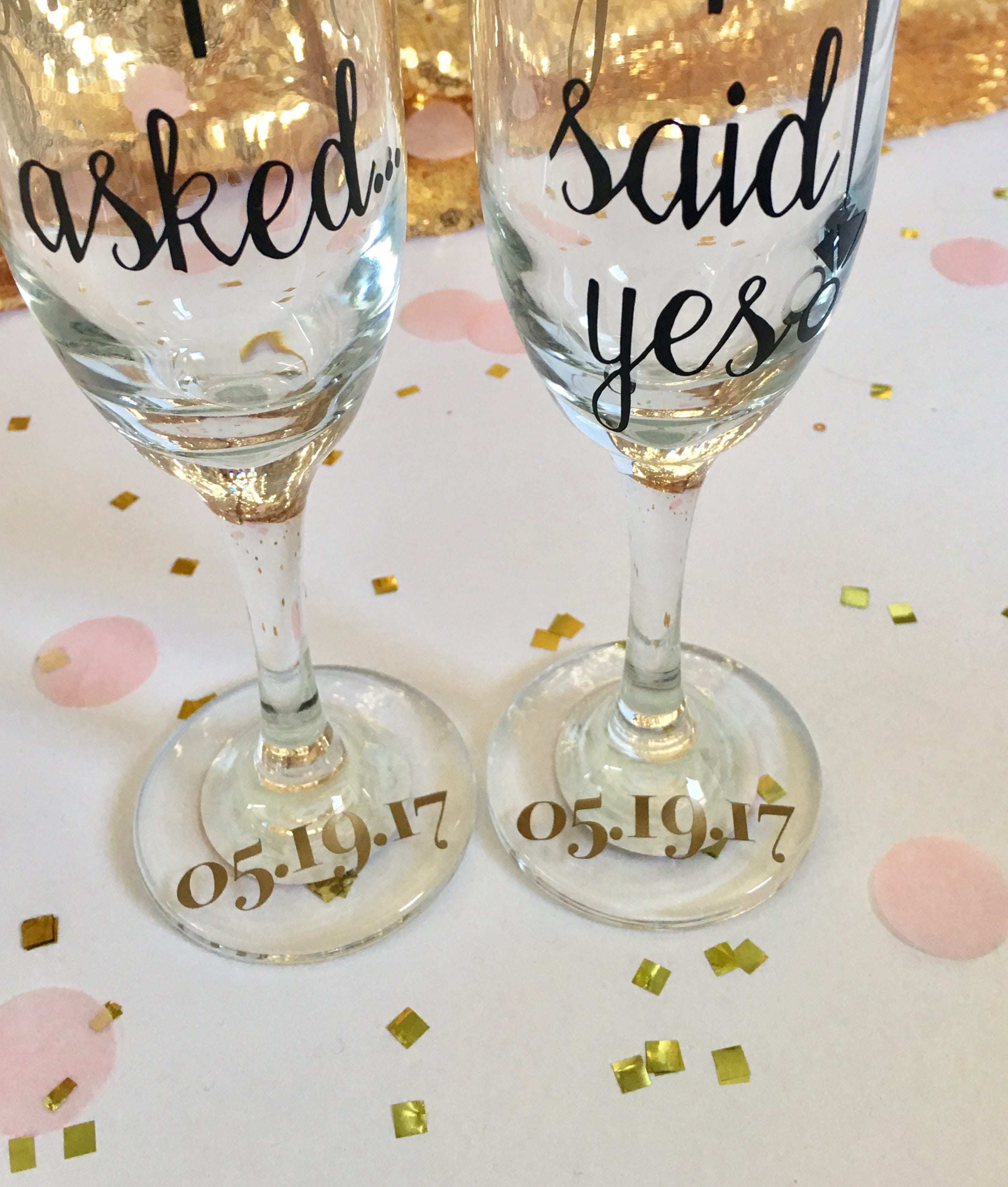 Engagement Champagne Flutes Set of 2 I asked..