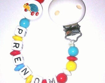 Pacifier clip with the name of your choice