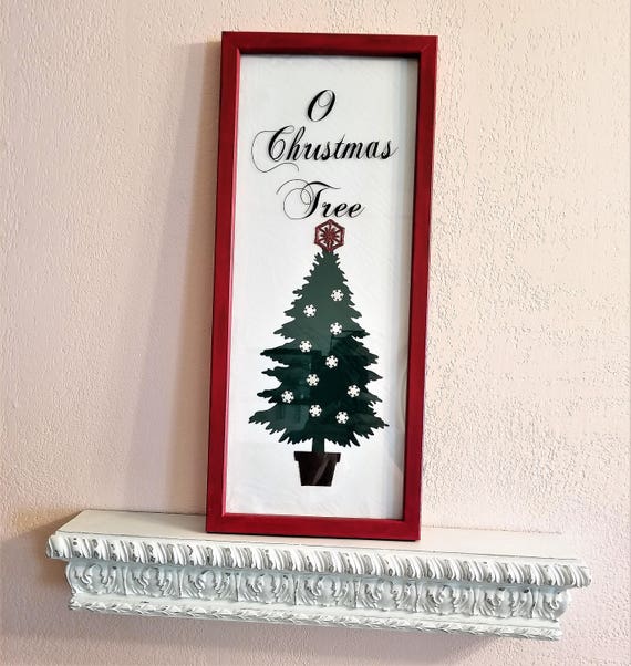 Framed O Christmas Tree wall decor 9 x