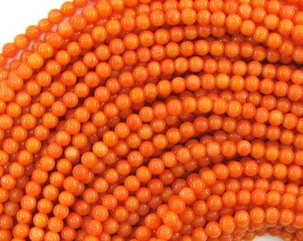 2.5 - 3mm orange coral round beads 16" strand 33151
