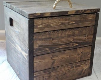 SALE Square Wooden Box / Storage / Gift / Personalized / Toy storage / Craft Storage / Storage Bin / 12x12x12 / Small Wood Box / Gifts for h