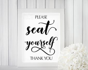 Please Seat Yourself sign instant download printable