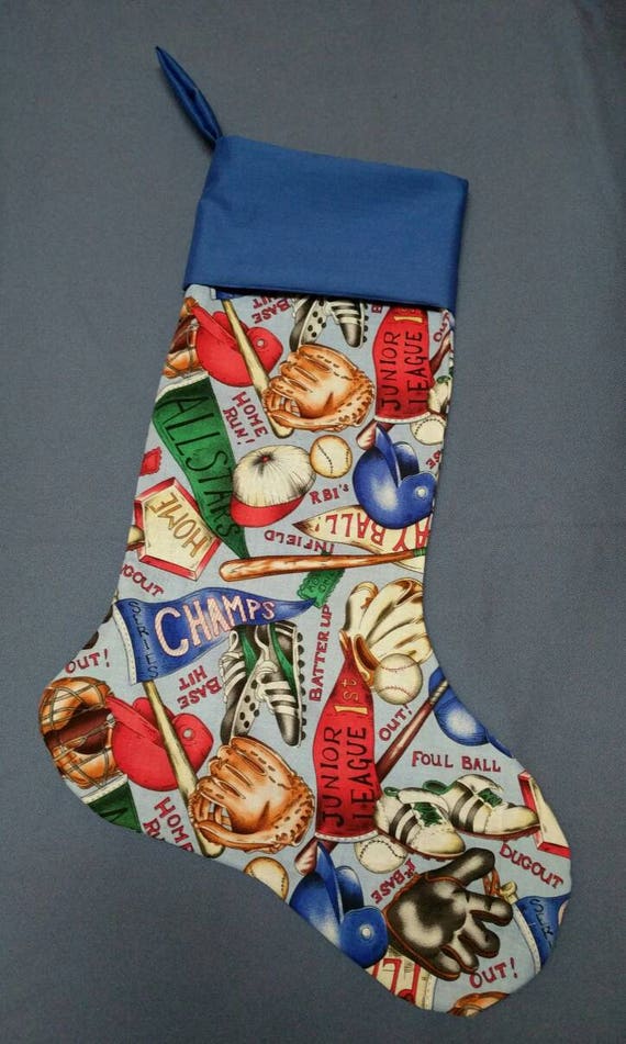 Items similar to Baseball Theme Christmas Stocking Handmade 100cotton