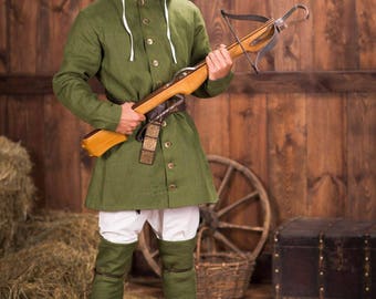 Linen Medieval cotardie with stand-up collar by Steel Mastery™