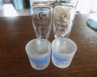 lots of cream, coffee and whiskey glasses