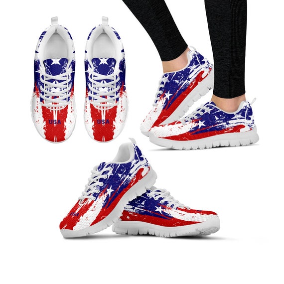 USA Flag Sneakers Running Shoes For Ladies