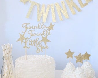 Twinkle twinkle Little Star Baby Shower, Cake Topper, Cupcake Toppers, Banner, Straws, Party Decor, First Birthday Supplies