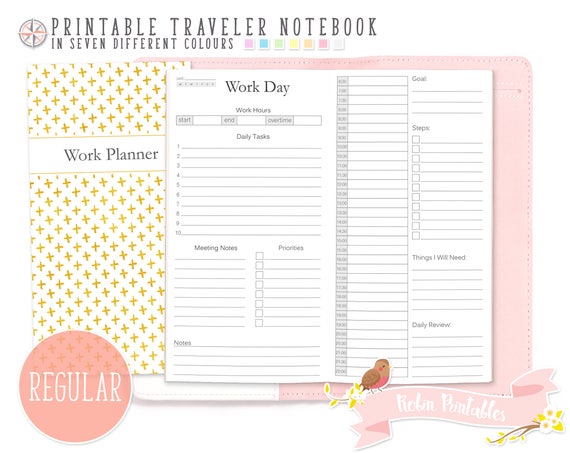 Regular Work Day Traveler Notebook Refill. Standard Narrow